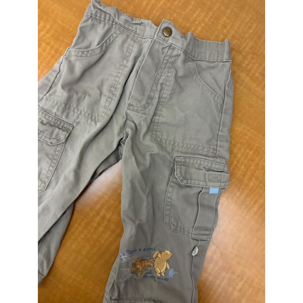 Disney Classic Pooh Khaki Cargo Pants 12M Winnie the Pooh Tigger Embroidered
